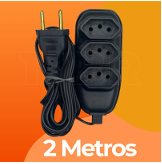Extensão Eletrica 2 Metros Extensão de Energia 3 Tomadas