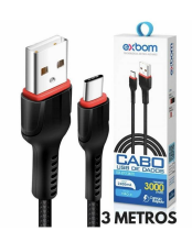 Cabo De Celular Turbo V8 USB 3 Metros Exbom