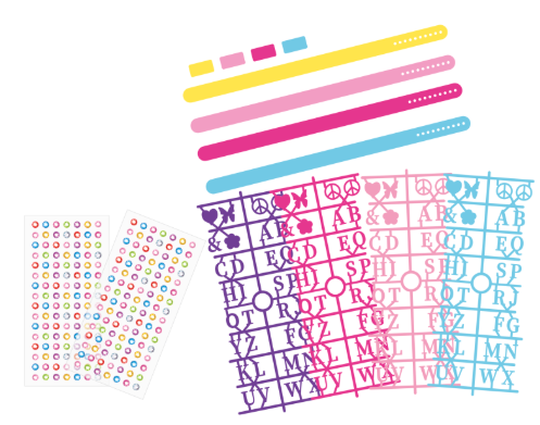 Kit Bijoux Mania Com 4 Pulseiras / Acessorios e Adesivos