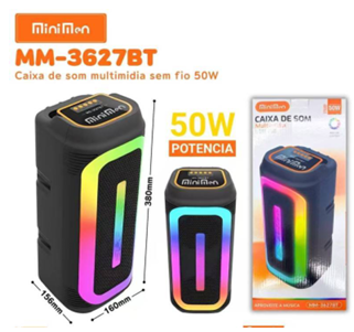 CAIXA DE SOM BLUETOOTH COM LED RGB 50W