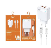 Carregador De Celular IPhone IOS Super Rapido 2USB 5.1A LACRADO ALTOMEX