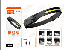 Lanterna De Cabeça Led Recarregavel Fita Ajustavel Usb Cor Da Luz Branco Com Sensor