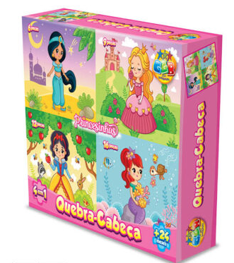 Jogo Quebra Cabeça 4 em 1 Princesinhas (6,9,12 e 16pçs)