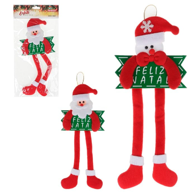 Enfeite Boneco Noel Com Placa Natalino 24x9cm