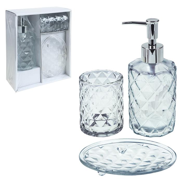 Kit Banheiro Em Vidro Com 3Pçs