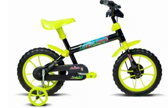 Bicicleta Infantil Aro 12 Jack Preto e Verde Limão