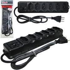Extensão Eletrica 85Cm Com 6 Tomadas Tripolar Bivolt Cabo Preto Drap