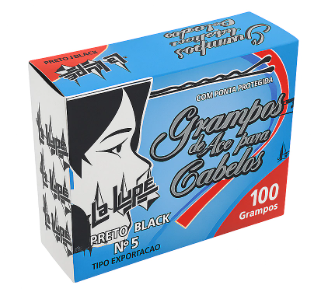 Grampos De Aço Para Cabelos N5 Preto Com 100 Un