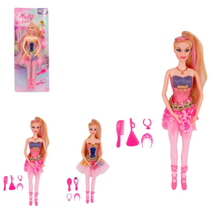 BONECA MARY BAILARINA COM ACESSORIOS 5 PÇS SORTIDAS