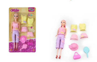 BONECA MILA COM ACESSORIOS FASHION 8 PÇS