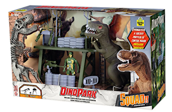 DinoPark Ataque Forte Militar Com Dinossauro