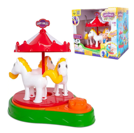 Kit Parque Diversão Carrossel Cavalo Porco Happy Families