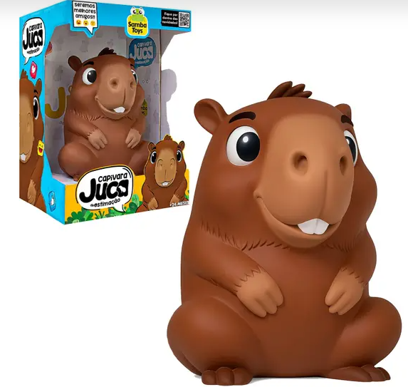 Brinquedo Sensorial Juca Capivara 17 Cm Vinil Macio Amigavel E Divertido