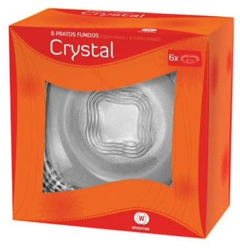 JOGO DE PRATOS FUNDOS CRYSTAL 21,6CM COM 6