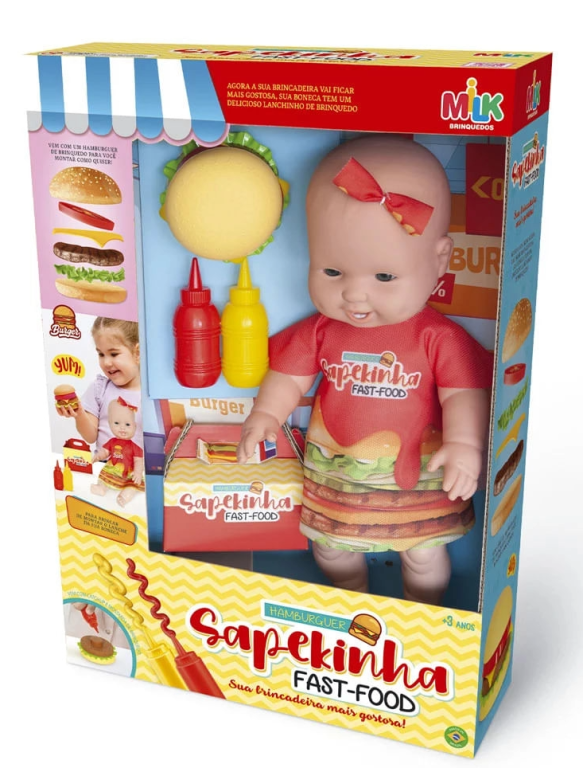 BONECA SAPEKINHA FAST FOOD HAMBURGUER