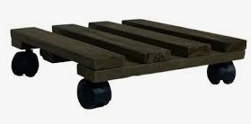 SUPORTE MADEIRA 30X30CM COM RODIZIO PRETO