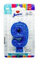 VELA ANIVERSARIO LIVE COLORS COM GLITTER AZUL N.9