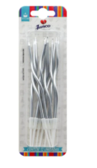 VELA ESPIRAL PRATA METALIZADA FINA IMPORT