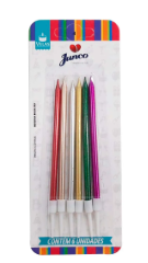 VELA PALITO METALIZADA COLORIDA GRANDE IMPORT