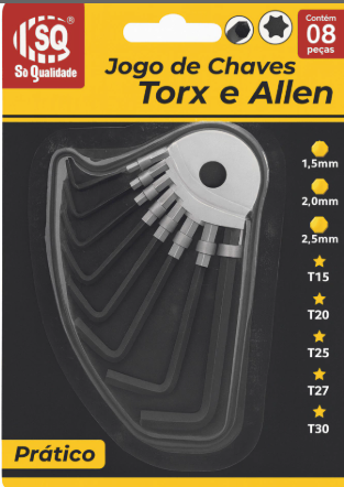 JOGO DE CHAVES TORX E ALLEN C/8 PEÇAS