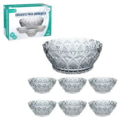 JOGO DE SOBREMESA VIDRO PINEAPPLE COM 7 PÇS