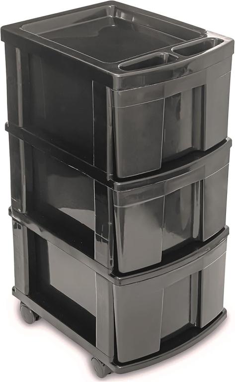 GAVETEIRO GRANDE 3 GAVETAS ALTA PRETO