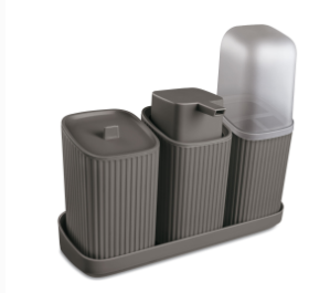 KIT PARA BANHEIRO TRIO CINZA CLARO