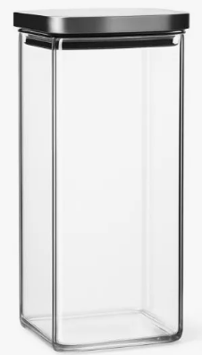 Pote de Vidro Quadrado Hermetico Com Tampa De Inox 1.500ml