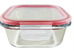 Pote de Vidro Hermetico Quadrado c/ Tampa Silicone 520ml