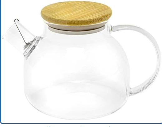 Chaleira de Vidro Com Tampa de Bambu 1L