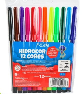 Caneta Hidrografica 12 Cores Hidrocor