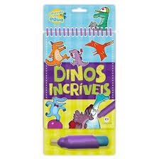 Livro de Colorir Aqua Book Dinos com Pincel