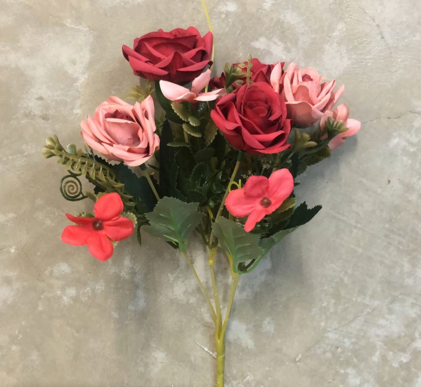 BUQUE DE MINI ROSAS 30CM C/5 GALHOS VERMELHO