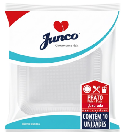 PRATO DESCARTAVEL QUADRADO BRANCO 21,0cm COM 10