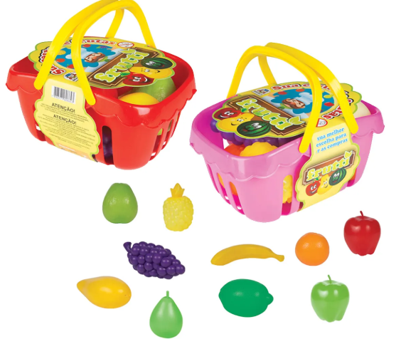CESTA DE FRUTAS E COMIDINHAS PARA BRINCAR DE FAZ DE CONTA