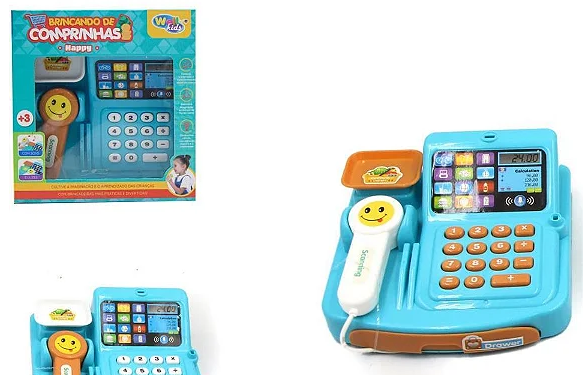 CAIXA REGISTRADORA COM CALCULADORA LUZ E SOM HAPPY 11 PÇS
