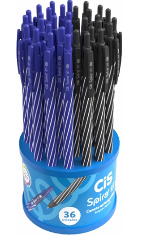 CANETA SPIRO RT DISPLAY C/ 36 UN AZ/PT