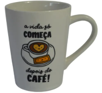 CANECA PORCELANA CONICA 250ML CAFE FAIXA