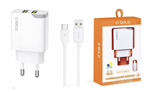 CARREGADOR DE CELULAR TIPO-C 3.1 2USB RAPIDO A’GOLD