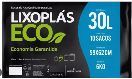 EB.SACO LIXOPLAS ECO PRETO 30L 10UN 25X10UN