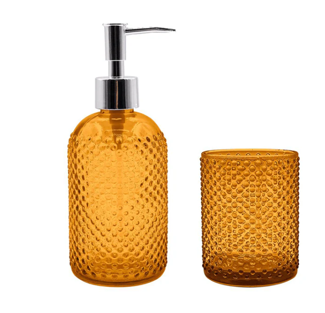 KIT PARA BANHEIRO 2 PECAS VIDRO MARROM 420/300ML - CM24