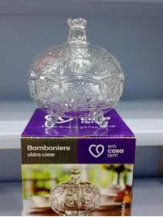 BOMBONIERE DE VIDRO ROMENIA SILVER 645ML - CM18
