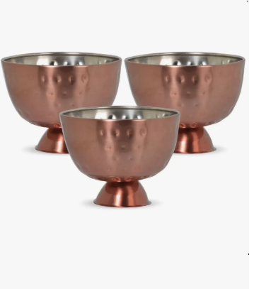 JG 3 TACAS SOBREMESA MARTELADA ROSE GOLD 180ML 8CM - CM 24 - EM CASA TEM