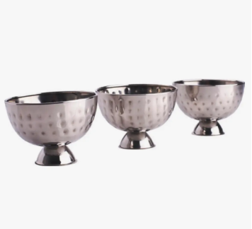 JG 3 TACAS SOBREMESA MARTELADAS PRETA 180ML 8CM - CM 24 - EM CASA TEM