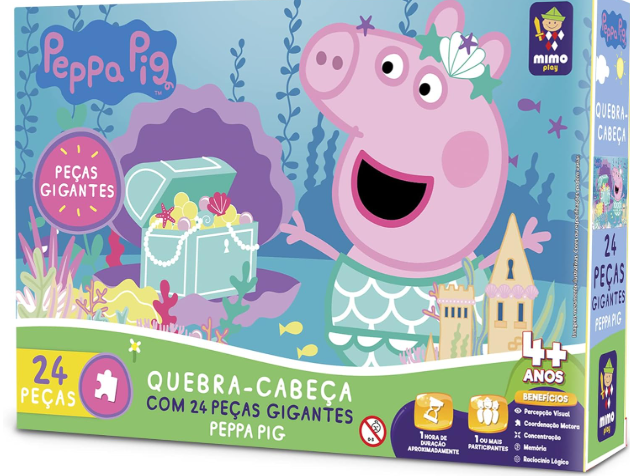 JOGO QUEBRA CABEÇA GIGANTE 24 PÇS PEPPA TESOURO ENCANTADO