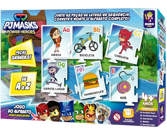 JOGO EDUCATIVO ALFABETO P J MASK