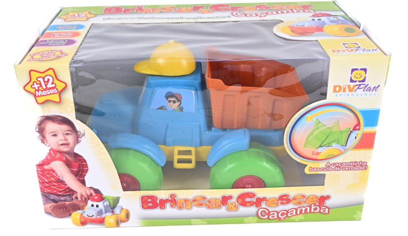 Trator Caçamba Brincar e Crescer Colorido 21,5 x 15,5 x 15 cm