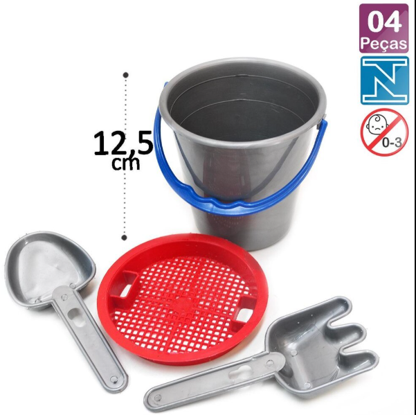 BALDE PRAIA PLASTICO 4 PEÇAS P COLOR