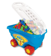 CARRINHO DE PUXAR PLAYCAR BLOCOS 48 PÇS AZUL