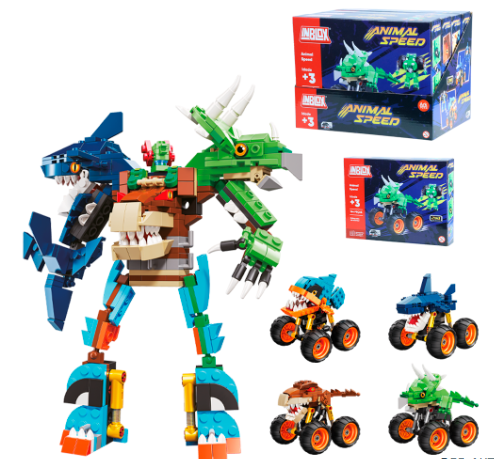 BLOCOS DE MONTAR INBLOX VEICULO / ANIMAL SPEED OU 2 EM 1 (4 MODELOS FORMA MEGA ROBO) 147-165PÇS